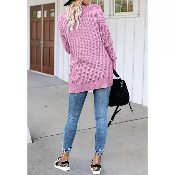 imageZESICA Womens 2023 Fall Winter Long Sleeve Open Front Casual Lightweight Soft Knit Cardigan Sweater OuterwearPinkpurple