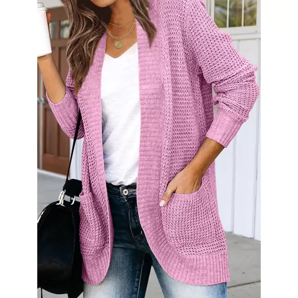 imageZESICA Womens 2023 Fall Winter Long Sleeve Open Front Casual Lightweight Soft Knit Cardigan Sweater OuterwearPinkpurple