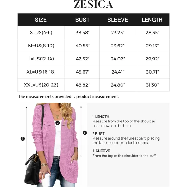 imageZESICA Womens 2023 Fall Winter Long Sleeve Open Front Casual Lightweight Soft Knit Cardigan Sweater OuterwearPinkpurple