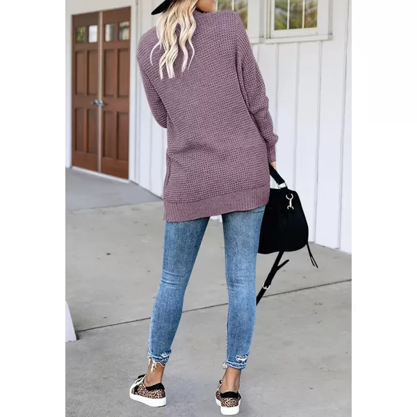 imageZESICA Womens 2023 Fall Winter Long Sleeve Open Front Casual Lightweight Soft Knit Cardigan Sweater OuterwearPurple