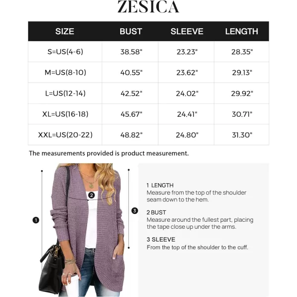 imageZESICA Womens 2023 Fall Winter Long Sleeve Open Front Casual Lightweight Soft Knit Cardigan Sweater OuterwearPurple