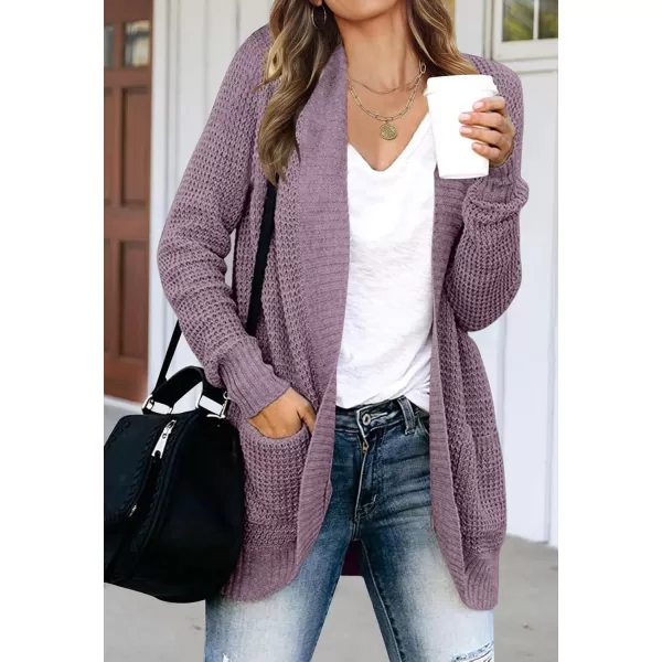 imageZESICA Womens 2023 Fall Winter Long Sleeve Open Front Casual Lightweight Soft Knit Cardigan Sweater OuterwearPurple