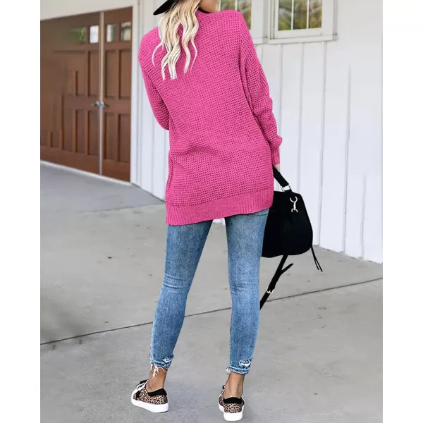 imageZESICA Womens 2023 Fall Winter Long Sleeve Open Front Casual Lightweight Soft Knit Cardigan Sweater OuterwearRose