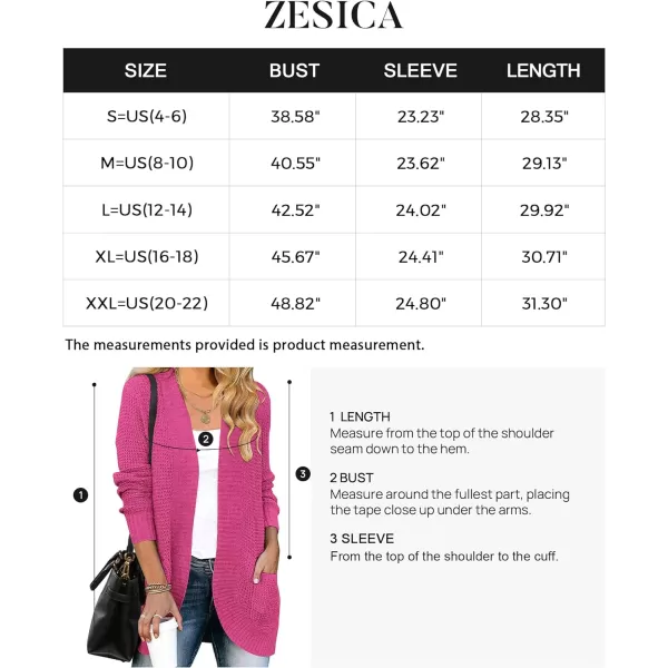 imageZESICA Womens 2023 Fall Winter Long Sleeve Open Front Casual Lightweight Soft Knit Cardigan Sweater OuterwearRose