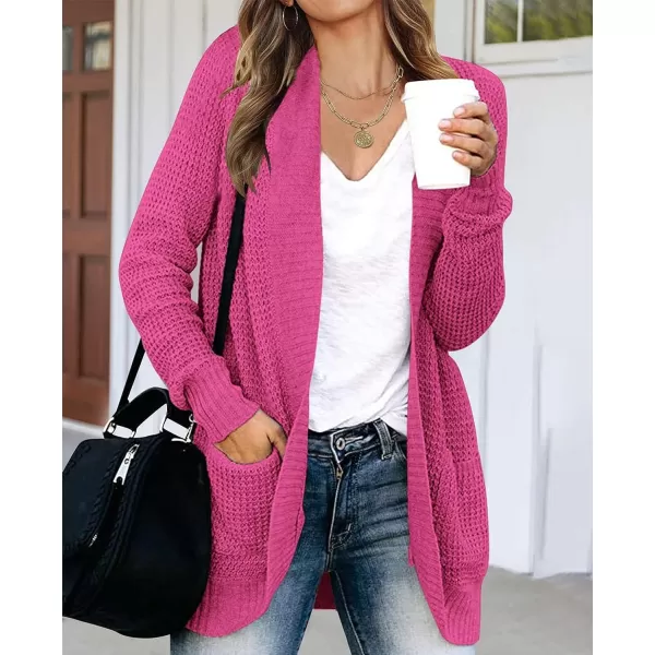 imageZESICA Womens 2023 Fall Winter Long Sleeve Open Front Casual Lightweight Soft Knit Cardigan Sweater OuterwearRose