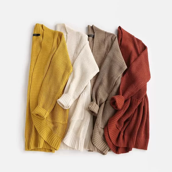 imageZESICA Womens 2023 Fall Winter Long Sleeve Open Front Casual Lightweight Soft Knit Cardigan Sweater OuterwearRust