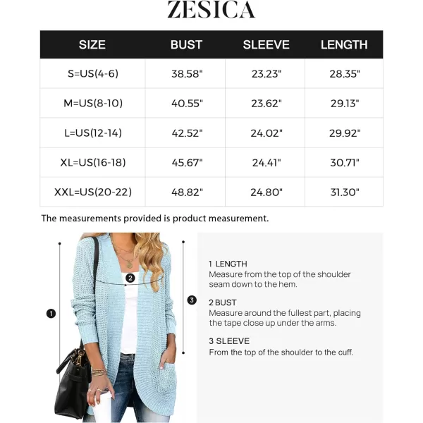 imageZESICA Womens 2023 Fall Winter Long Sleeve Open Front Casual Lightweight Soft Knit Cardigan Sweater OuterwearSkyblue