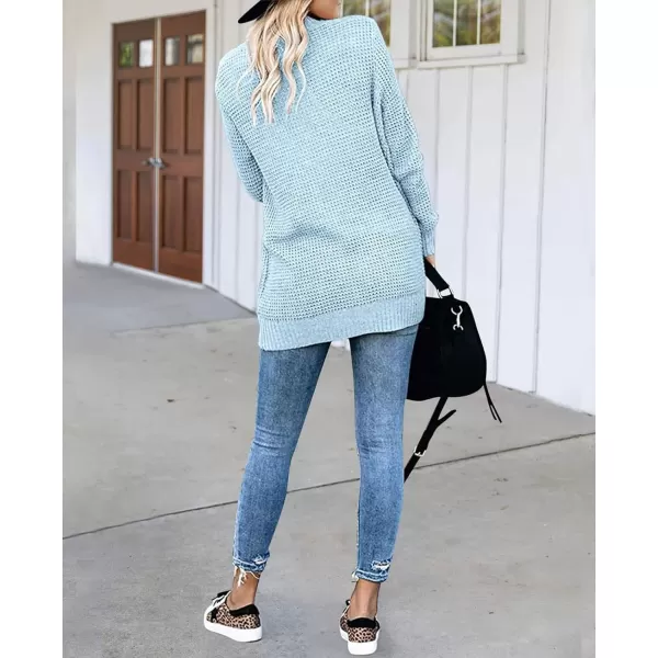 imageZESICA Womens 2023 Fall Winter Long Sleeve Open Front Casual Lightweight Soft Knit Cardigan Sweater OuterwearSkyblue
