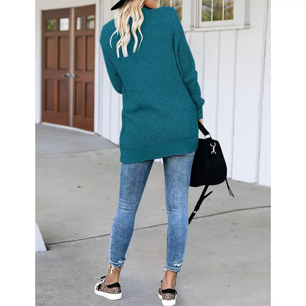 imageZESICA Womens 2023 Fall Winter Long Sleeve Open Front Casual Lightweight Soft Knit Cardigan Sweater OuterwearTeal