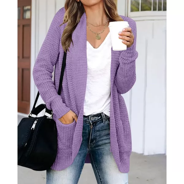 imageZESICA Womens 2023 Fall Winter Long Sleeve Open Front Casual Lightweight Soft Knit Cardigan Sweater OuterwearViolet