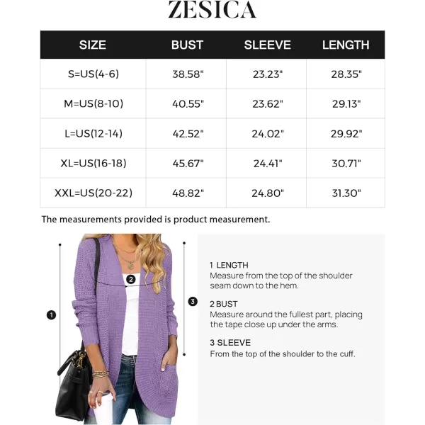 imageZESICA Womens 2023 Fall Winter Long Sleeve Open Front Casual Lightweight Soft Knit Cardigan Sweater OuterwearViolet