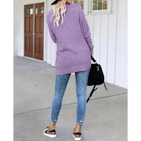imageZESICA Womens 2023 Fall Winter Long Sleeve Open Front Casual Lightweight Soft Knit Cardigan Sweater OuterwearViolet