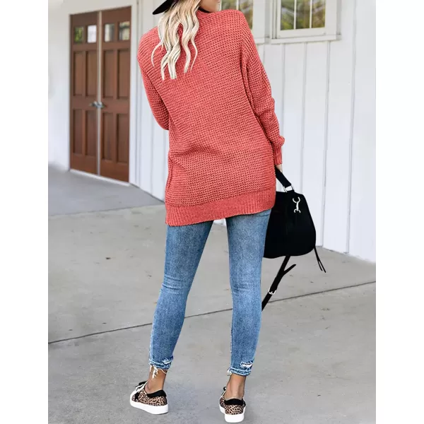 imageZESICA Womens 2023 Fall Winter Long Sleeve Open Front Casual Lightweight Soft Knit Cardigan Sweater OuterwearWatermelon