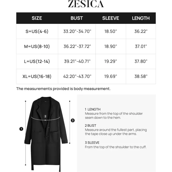 imageZESICA Womens 2023 Fall Winter Long Sleeve Open Front Knit Cardigan Lapel Button Down Belted Sweater Coat with PocketsBlack