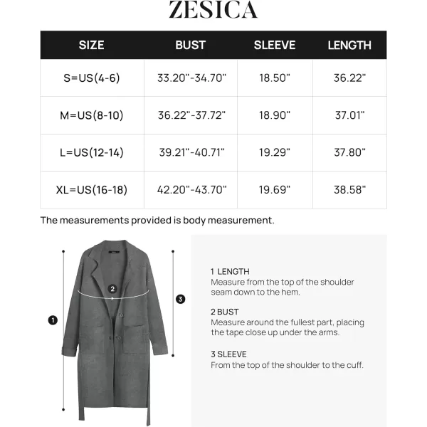 imageZESICA Womens 2023 Fall Winter Long Sleeve Open Front Knit Cardigan Lapel Button Down Belted Sweater Coat with PocketsDarkgrey