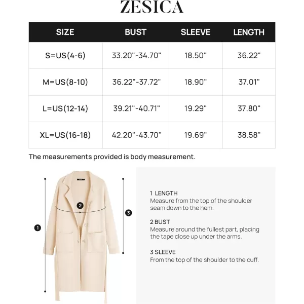imageZESICA Womens 2023 Fall Winter Long Sleeve Open Front Knit Cardigan Lapel Button Down Belted Sweater Coat with PocketsIvory