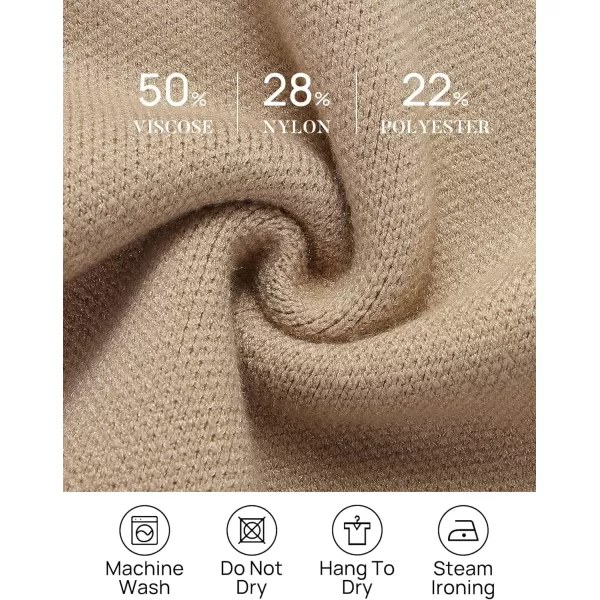 imageZESICA Womens 2023 Fall Winter Long Sleeve Open Front Knit Cardigan Lapel Button Down Belted Sweater Coat with PocketsKhaki