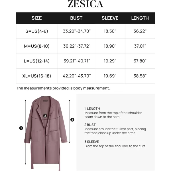 imageZESICA Womens 2023 Fall Winter Long Sleeve Open Front Knit Cardigan Lapel Button Down Belted Sweater Coat with PocketsPurple
