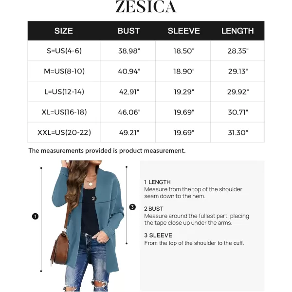 imageZESICA Womens 2023 Fall Winter Long Sleeves Open Front Leopard Print Knitted Sweater Cardigan Coat OutwearDustyblue