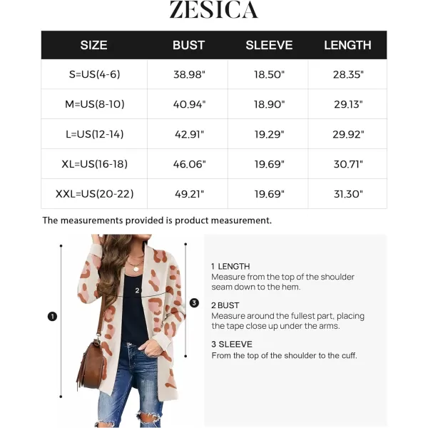 imageZESICA Womens 2023 Fall Winter Long Sleeves Open Front Leopard Print Knitted Sweater Cardigan Coat OutwearOrange