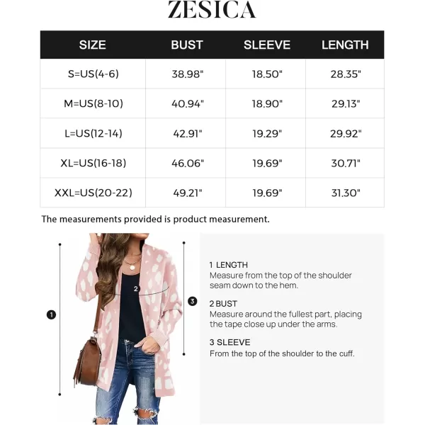 imageZESICA Womens 2023 Fall Winter Long Sleeves Open Front Leopard Print Knitted Sweater Cardigan Coat OutwearPink