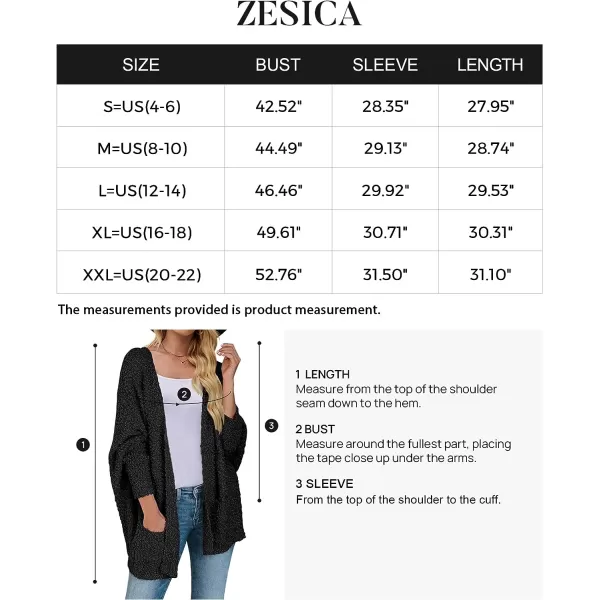 imageZESICA Womens 2023 Fall Winter Popcorn Long Sleeve Open Front Chunky Knit Oversized Cardigan Sweater CoatBlack