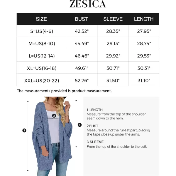 imageZESICA Womens 2023 Fall Winter Popcorn Long Sleeve Open Front Chunky Knit Oversized Cardigan Sweater CoatDustyblue