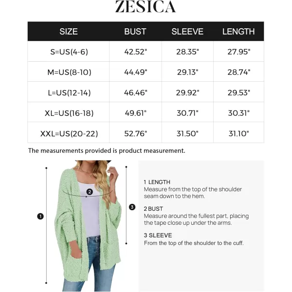 imageZESICA Womens 2023 Fall Winter Popcorn Long Sleeve Open Front Chunky Knit Oversized Cardigan Sweater CoatLightgreen