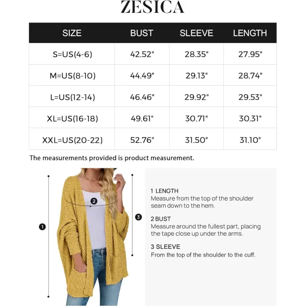 imageZESICA Womens 2023 Fall Winter Popcorn Long Sleeve Open Front Chunky Knit Oversized Cardigan Sweater CoatMustard