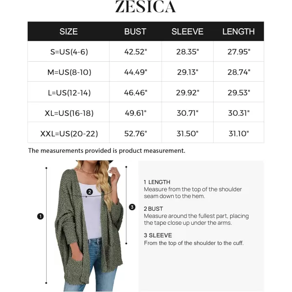 imageZESICA Womens 2023 Fall Winter Popcorn Long Sleeve Open Front Chunky Knit Oversized Cardigan Sweater CoatOlive