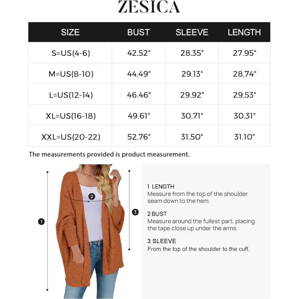 imageZESICA Womens 2023 Fall Winter Popcorn Long Sleeve Open Front Chunky Knit Oversized Cardigan Sweater CoatOrange