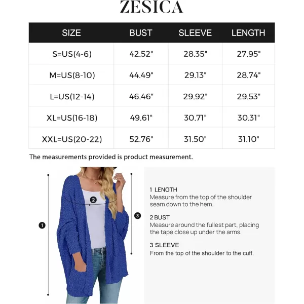 imageZESICA Womens 2023 Fall Winter Popcorn Long Sleeve Open Front Chunky Knit Oversized Cardigan Sweater CoatRoyalblue