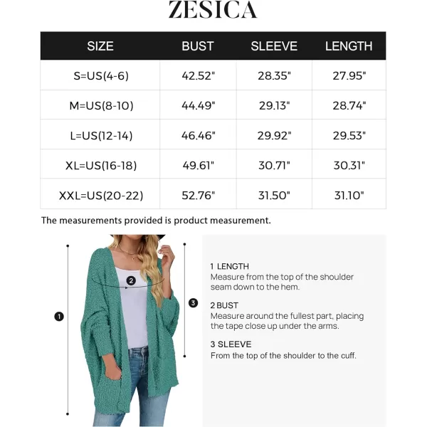 imageZESICA Womens 2023 Fall Winter Popcorn Long Sleeve Open Front Chunky Knit Oversized Cardigan Sweater CoatTurquoise