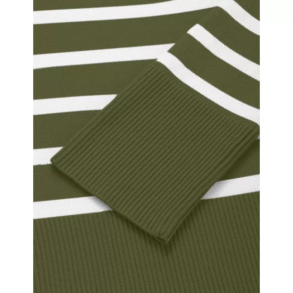 imageZESICA Womens 2023 Fall Winter Striped Long Sleeve Crew Neck Ribbed Knit Side Slit Oversized Pullover Sweater Jumper TopArmygreen