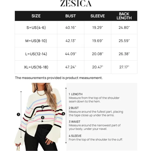 imageZESICA Womens 2023 Fall Winter Striped Long Sleeve Crew Neck Ribbed Knit Side Slit Oversized Pullover Sweater Jumper TopBluepink