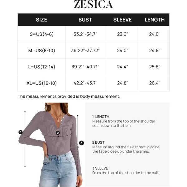 imageZESICA Womens 2023 Long Sleeve Button Down V Neck Slim Fitted T Shirts Fall Casual Ribbed Knit Basic Tee TopsTaro