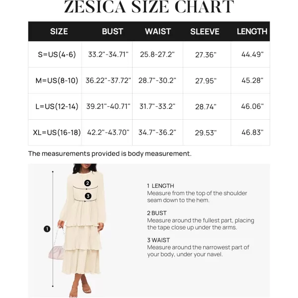 imageZESICA Womens 2023 Long Sleeve Crew Neck Ruffle Tiered Layered Chiffon Flowy Swing Long Midi DressApricot