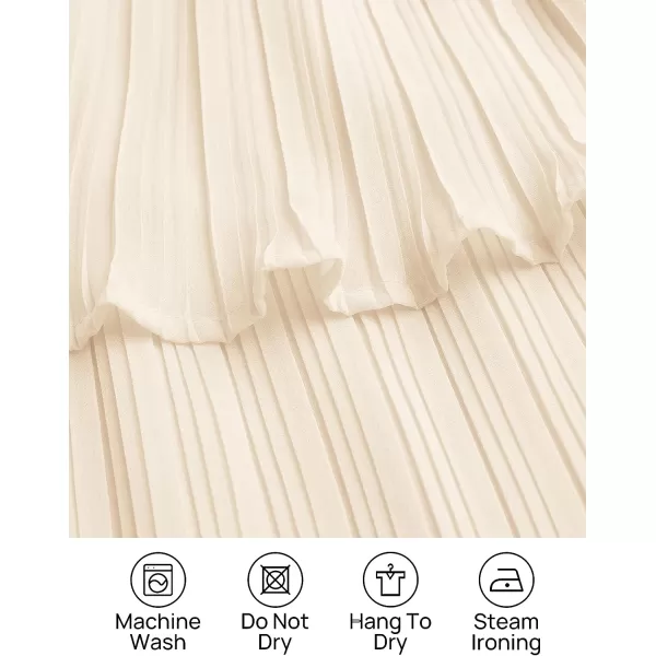 imageZESICA Womens 2023 Long Sleeve Crew Neck Ruffle Tiered Layered Chiffon Flowy Swing Long Midi DressApricot