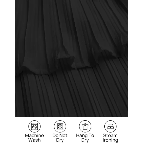 imageZESICA Womens 2023 Long Sleeve Crew Neck Ruffle Tiered Layered Chiffon Flowy Swing Long Midi DressBlack