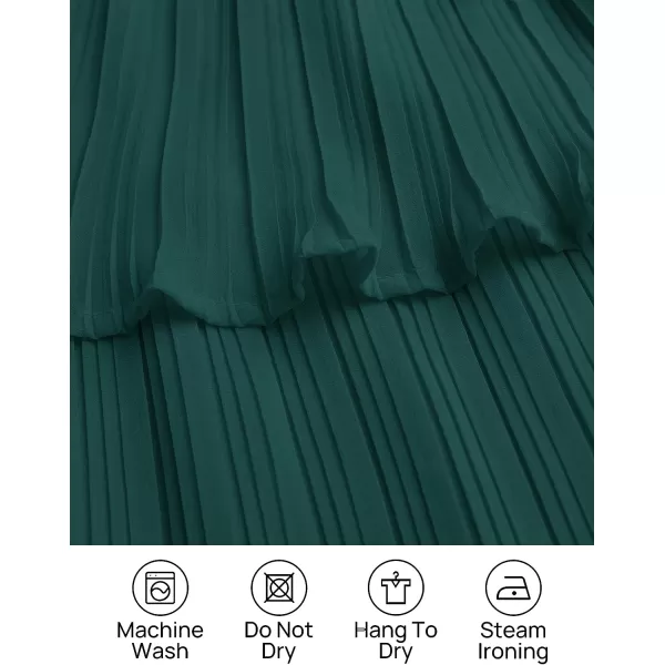 imageZESICA Womens 2023 Long Sleeve Crew Neck Ruffle Tiered Layered Chiffon Flowy Swing Long Midi DressDarkgreen
