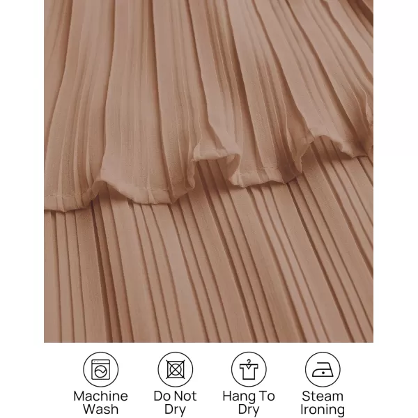 imageZESICA Womens 2023 Long Sleeve Crew Neck Ruffle Tiered Layered Chiffon Flowy Swing Long Midi DressKhaki