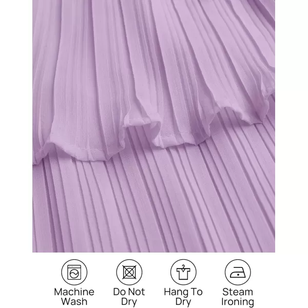 imageZESICA Womens 2023 Long Sleeve Crew Neck Ruffle Tiered Layered Chiffon Flowy Swing Long Midi DressPurple