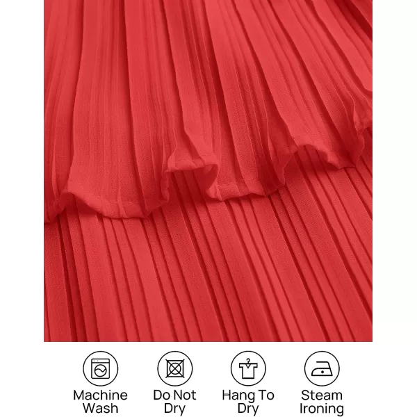 imageZESICA Womens 2023 Long Sleeve Crew Neck Ruffle Tiered Layered Chiffon Flowy Swing Long Midi DressWatermelon