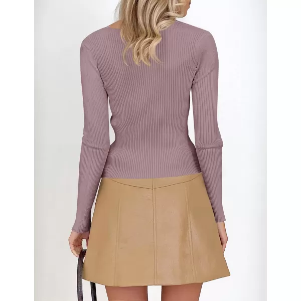 imageZESICA Womens 2023 Long Sleeve Square Neck T Shirts Slim Fitted Elegant Fall Ribbed Knit Casual Tee TopsTaro