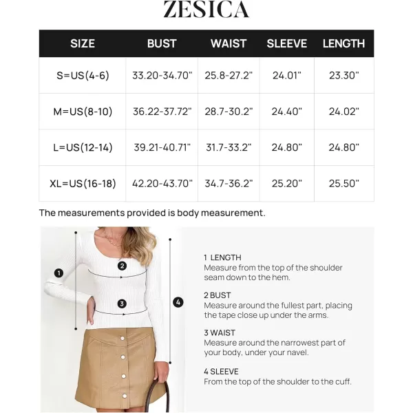 imageZESICA Womens 2023 Long Sleeve Square Neck T Shirts Slim Fitted Elegant Fall Ribbed Knit Casual Tee TopsWhite