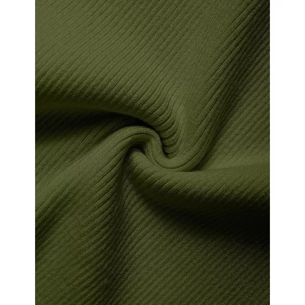 imageZESICA Womens 2023 Long Sleeve Sweater Dress Ribbed Knit Crew Neck Tie Waist Bodycon Slit Midi DressesArmygreen