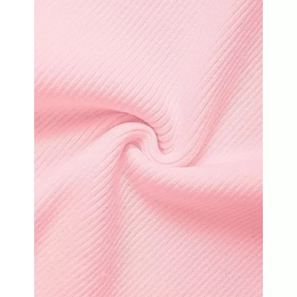 imageZESICA Womens 2023 Long Sleeve Sweater Dress Ribbed Knit Crew Neck Tie Waist Bodycon Slit Midi DressesPink