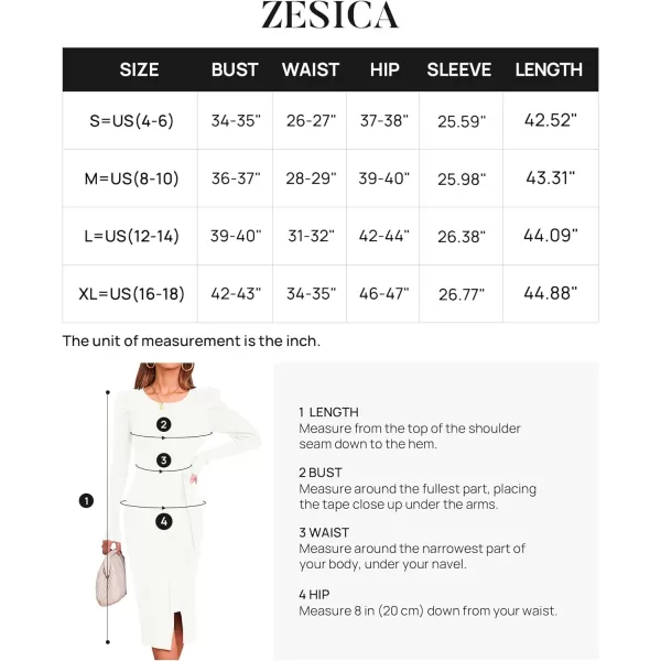 imageZESICA Womens 2023 Long Sleeve Sweater Dress Ribbed Knit Crew Neck Tie Waist Bodycon Slit Midi DressesWhite
