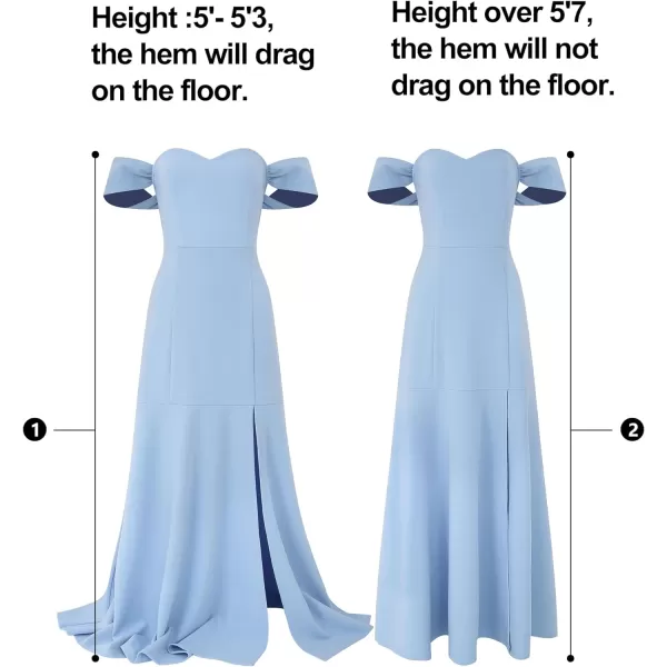imageZESICA Womens 2023 Off Shoulder Wedding Guest Dress Short Sleeve High Split Bodycon Evening Gown Maxi DressesBlue