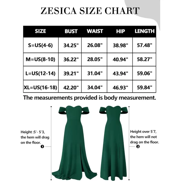 imageZESICA Womens 2023 Off Shoulder Wedding Guest Dress Short Sleeve High Split Bodycon Evening Gown Maxi DressesDarkgreen